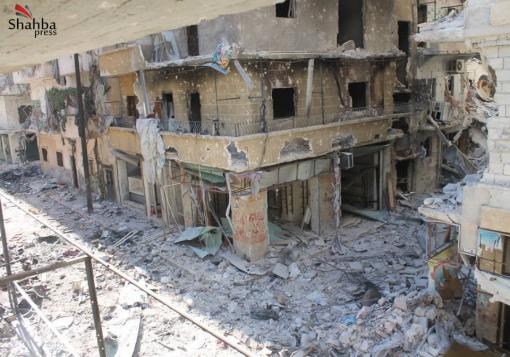 اثار الدمار الدمار في حي صلاح الدين