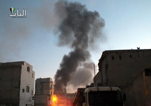 طيران الأسد لم يفارق سماء مدينة الباب اليوم منفذاً 7 غارات حتى الآن