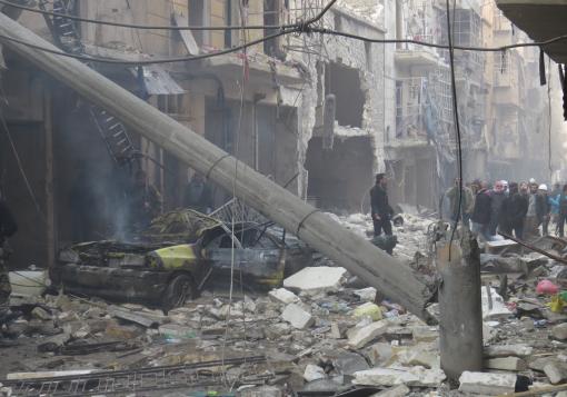 صورة مجازر في حلب و أكثر من 40  شهيد حتى الآن