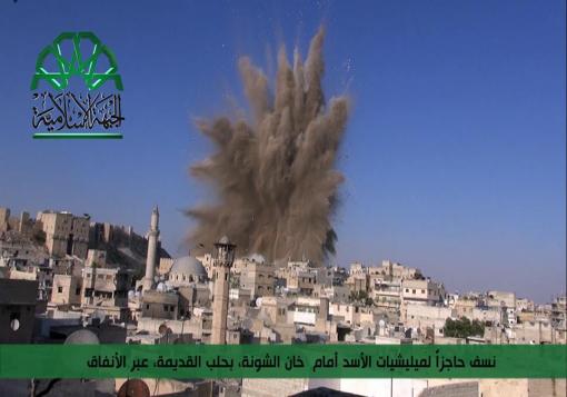 قوات النظام تقصف حلب القديمة بالغازات السامة وعدد كبير من قتلى النظام في تفجيرات الأمس.