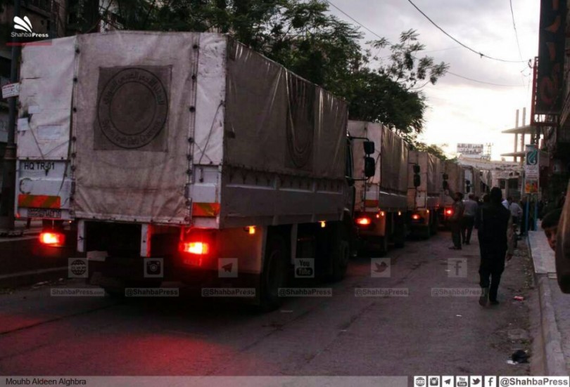 قافلة مساعدات إنسانية تدخل إلى تلبيسة بريف حمص