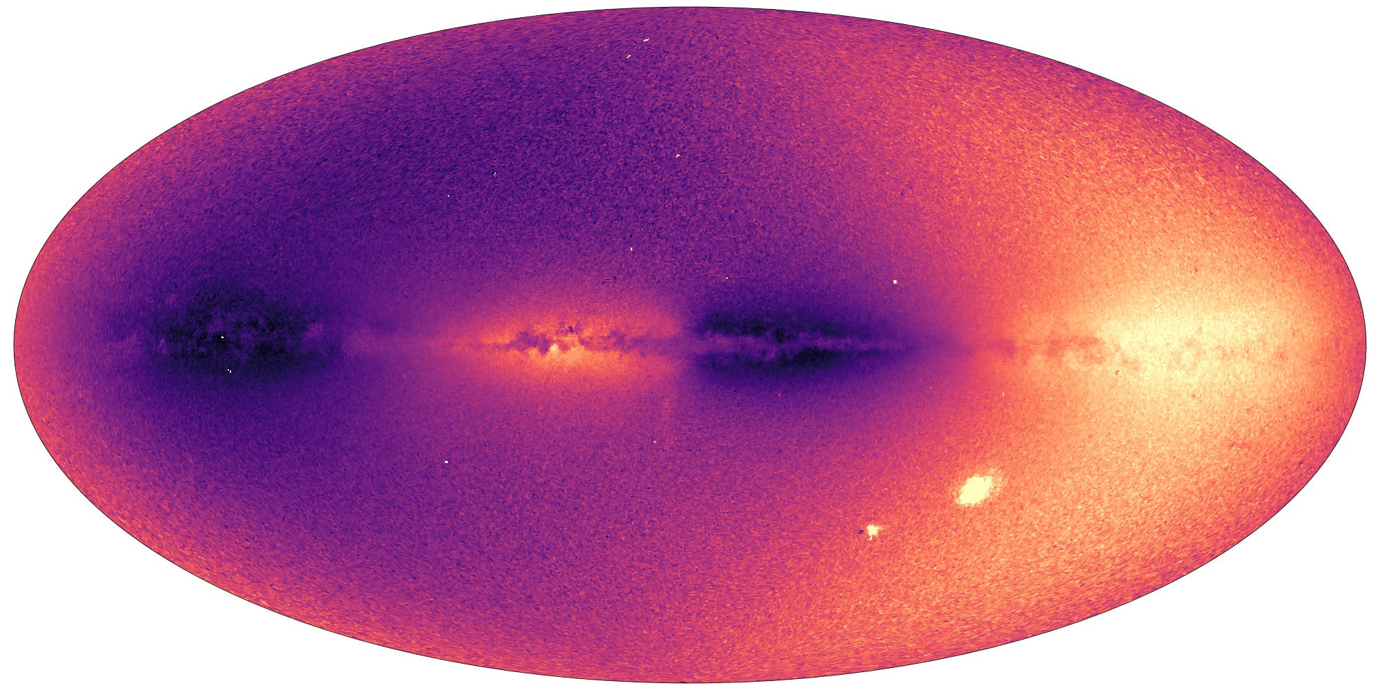 This handout image released by the European Space Agency (ESA) on June 13, 2022, shows a map of the Milky Way made with new data collected by the ESA space probe Gaia, showing the galaxy's radial velocity, the speed at which more than 30 million objects in the Milky Way (mostly stars) move towards or away from us.