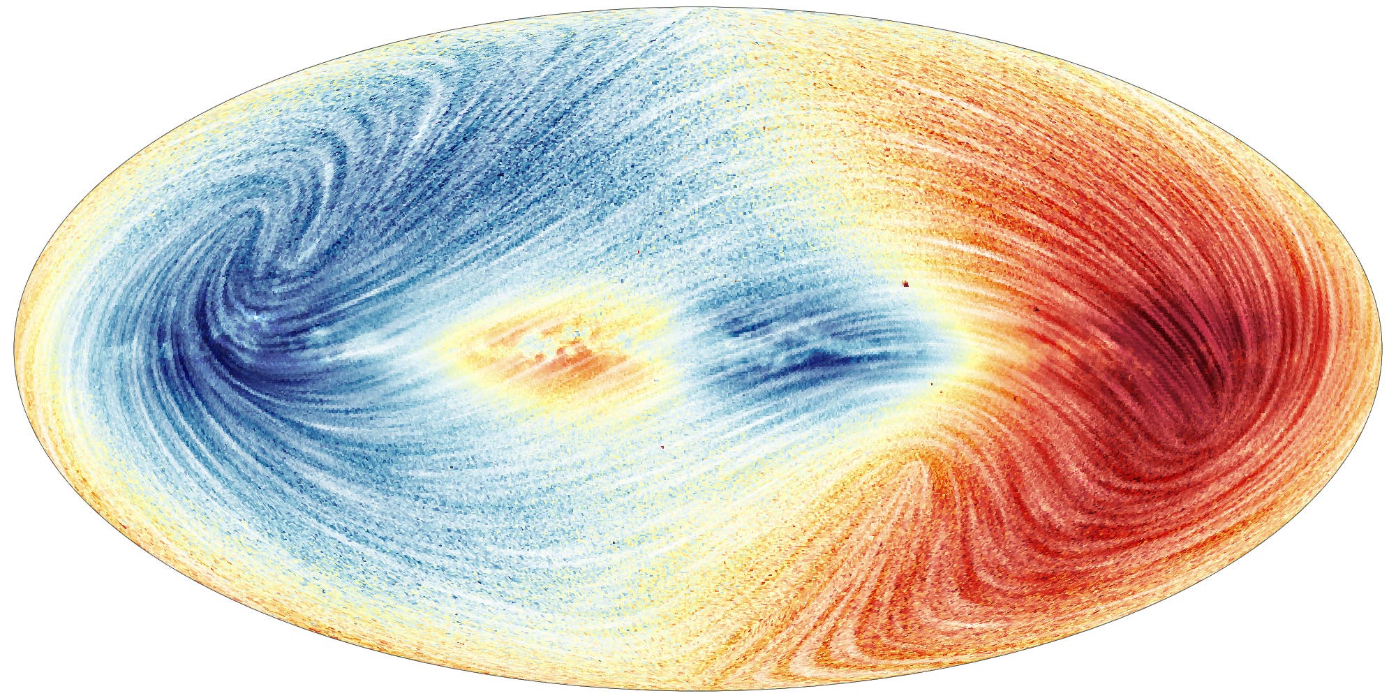 This handout image released by the European Space Agency (ESA) on June 13, 2022, shows a map of the Milky Way made with new data collected by the ESA space probe Gaia, showing the galaxy's radial velocity and proper motion, the velocity field of the Milky Way for ~26 million stars