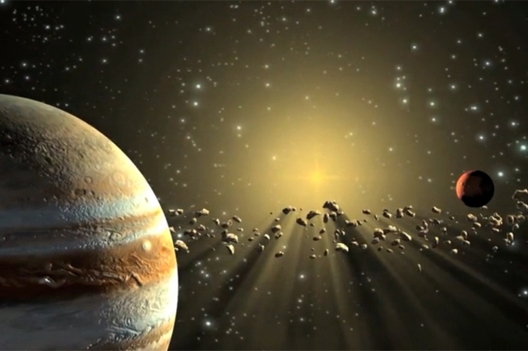 الصورة 1: وكالة الفضاء الأوروبية / أغلب الأحجار النيزكية مصدره حزام الكويكبات بين كوكبي المشتري والمريخ / (الصورة مأخوذة من فيديو) استخدام متاح مع ذكر المصدر