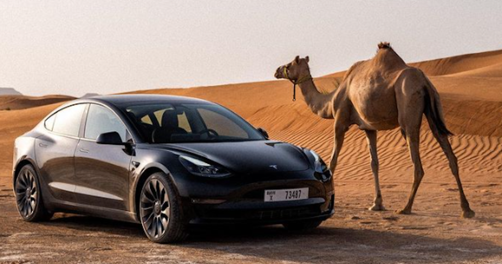 تسلا تختبر أداء سياراتها الكهربائية في صحراء دبي